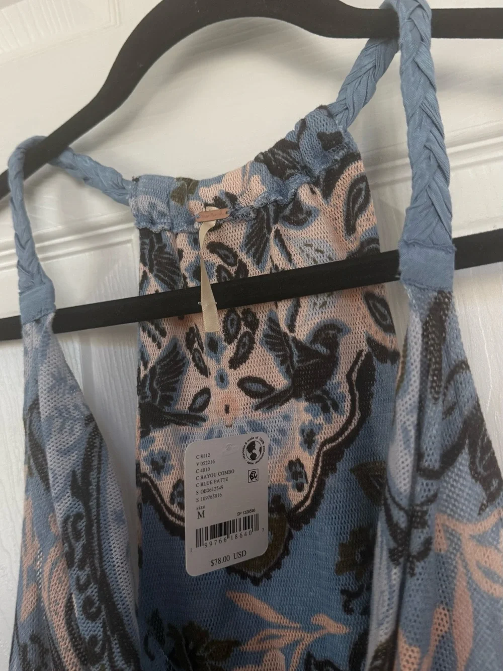NWT Free People Laila Cowl Neck Tank Top Bayou Combo💙🩵 - Picture 6 of 9